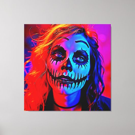Levendige Halloween-make-upkunst Canvas Afdruk (Voorkant)