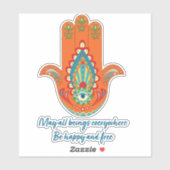 Levendige Hamsa Hand Custom-Cut Vinyl Sticker (Vel)