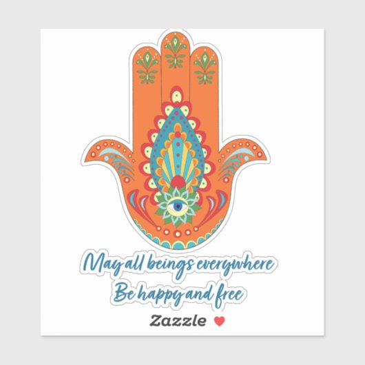 Levendige Hamsa Hand Custom-Cut Vinyl Sticker (Vel)
