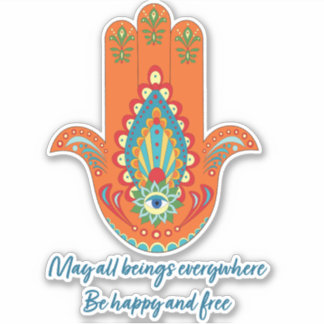 Levendige Hamsa Hand Custom-Cut Vinyl Sticker