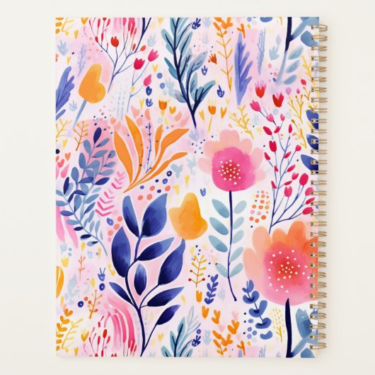 Levendige Hand geschilderd Botanisch Blauw Monogra Planner (Achterkant)