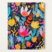 Levendige Hand Geschilderde Bloemen Turquoise Mono Planner (Achterkant)