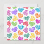 Levendige hand getekende harten bruiloft uitnodigi kaart (Achterkant)