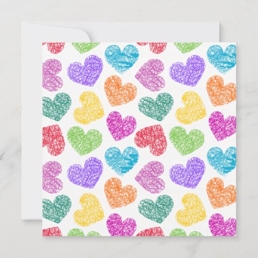 Levendige hand getekende harten bruiloft uitnodigi kaart (Achterkant)