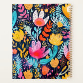 Levendige handgeschilderde bloemmotief turquoise m planner (Achterkant)