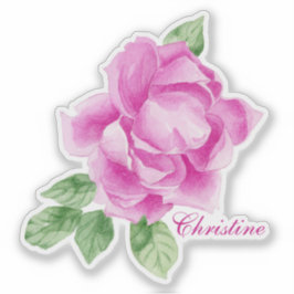 Levendige handgeschilderde Waterverf roze roos Sticker