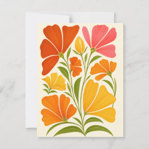 Levendige handgeschilderde wilde bloemen kunst briefkaart