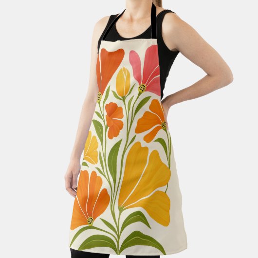 Levendige handgeschilderde wilde bloemen kunst schort (Insitu)