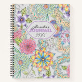 Levendige handgetekende lentebloesems en groen notitieboek (Voorkant)