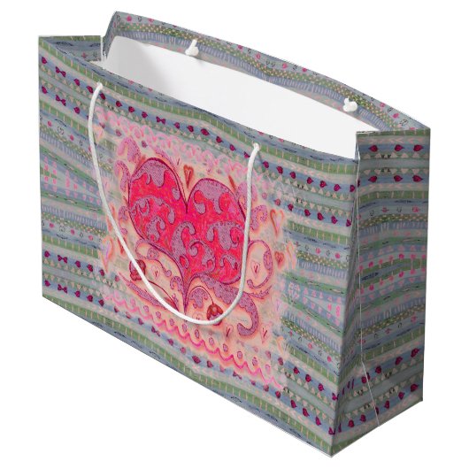 Levendige handgetekende liefde met hart groot cadeauzakje (Achterkant Gekanteld)