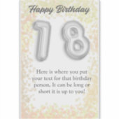 Levendige 'Happy 18th Birthday' Sticker (Voorkant)