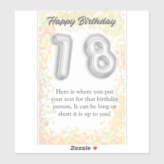 Levendige 'Happy 18th Birthday' Sticker (Vel)