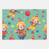 Levendige Happy Birthday Clowns Patroon Inpakpapier Vel (Voorkant 2)