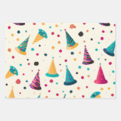 Levendige Happy Birthday Party Petten Pattern Inpakpapier Vel (Voorkant 2)
