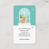 Levendige Happy Cat op Windows Sill Pet Sitting Visitekaartje (Achterkant)