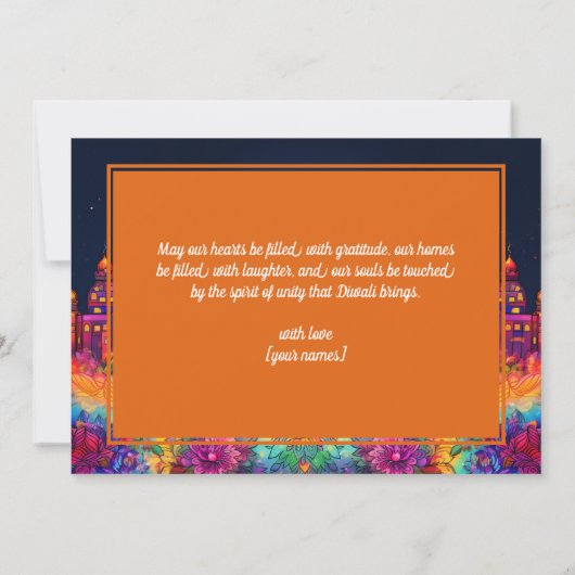 Levendige Happy Diwali met aangepaste tekst (Achterkant)