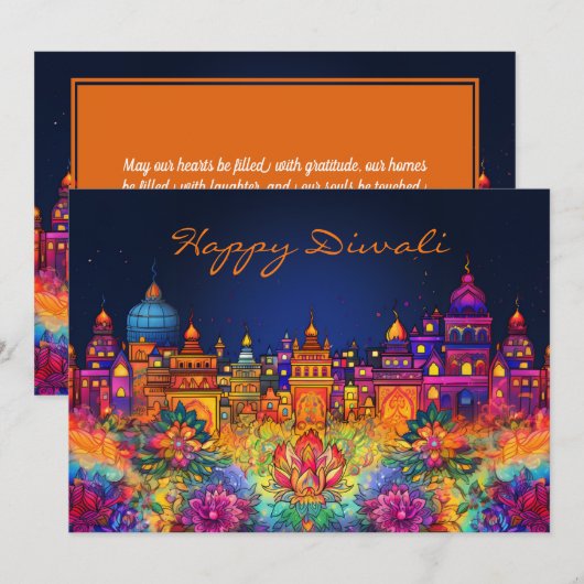 Levendige Happy Diwali met aangepaste tekst (Voorkant / Achterkant)