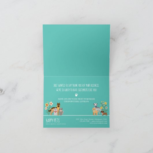 Levendige Happy Pet-reeks, aantrekkelijke Blauwgro Bedankkaart (Binnen)