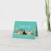 Levendige Happy Pet-reeks, aantrekkelijke Blauwgro Bedankkaart (Voorkant)