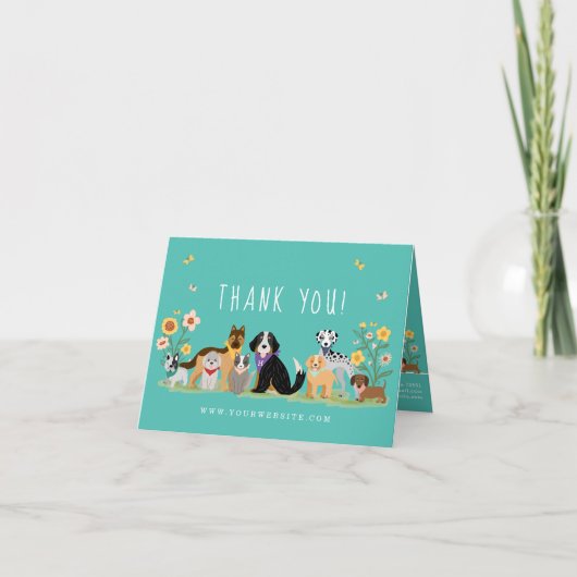 Levendige Happy Pet-reeks, aantrekkelijke Blauwgro Bedankkaart (Voorkant)