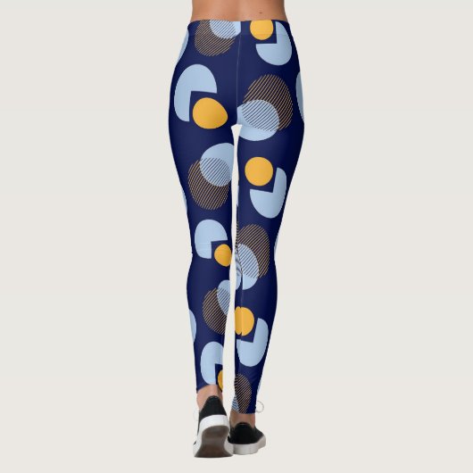 "Levendige Harmonie: Blauw en Geel Gedrukte Leggin Leggings (Achterkant)