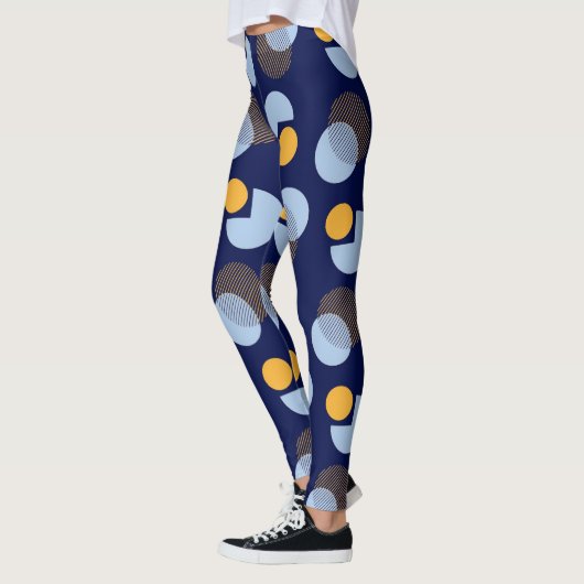 "Levendige Harmonie: Blauw en Geel Gedrukte Leggin Leggings (Links)