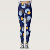 "Levendige Harmonie: Blauw en Geel Gedrukte Leggin Leggings (Voorkant)