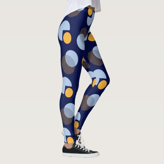 "Levendige Harmonie: Blauw en Geel Gedrukte Leggin Leggings (Rechts)