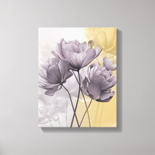 Levendige harmonie: paarse bloemen op zonneschijn canvas afdruk
