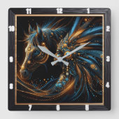 Levendige harmonie tussen Indianen en paarden Vierkante Klok (Voorkant)