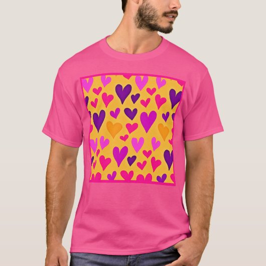 Levendige hart gelukzaligheid: liefde patroon t-shirt (Voorkant)