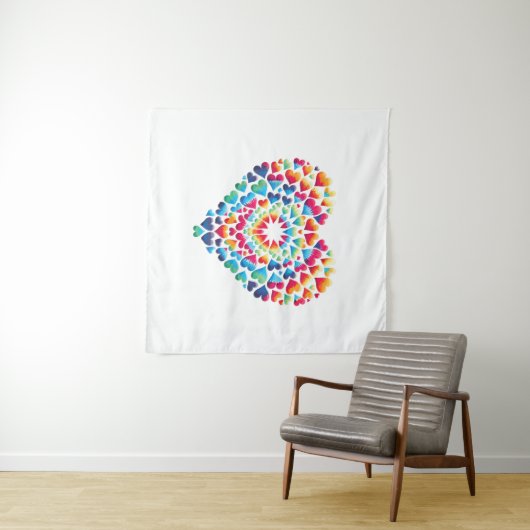 Levendige Hart Tie-Dye Wandkleed (In Situ (horizontaal))