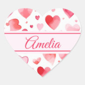 Levendige harten | Aangepaste naam Hart Sticker (Voorkant)