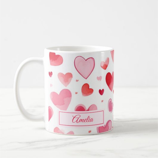 Levendige harten | Aangepaste naam | VALENTIJNSDAG Koffiemok (Links)
