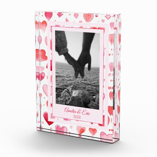 Levendige harten | Aangepaste namen | VALENTIJNSDA Fotoblokken (Rechts)