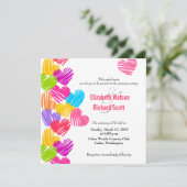 Levendige harten bruiloft uitnodiging (Staand voorkant)