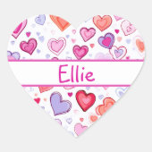 Levendige harten | Kleurrijk | Aangepast aan&Van Hart Sticker (Voorkant)