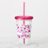 Levendige harten | Kleurrijk | Aangepaste naam Acryl Drinkbeker (Voorkant)