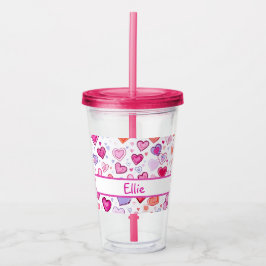 Levendige harten | Kleurrijk | Aangepaste naam Acryl Drinkbeker