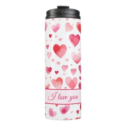 Levendige harten | Kleurrijk | Aangepaste tekst Thermosbeker (Voorkant)