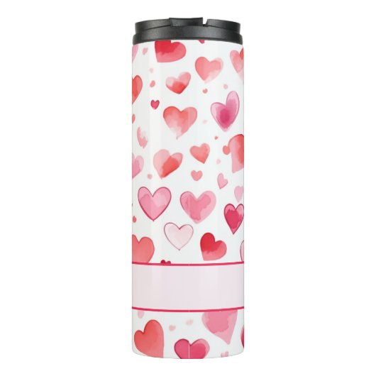 Levendige harten | Kleurrijk | Aangepaste tekst Thermosbeker (Achterkant)