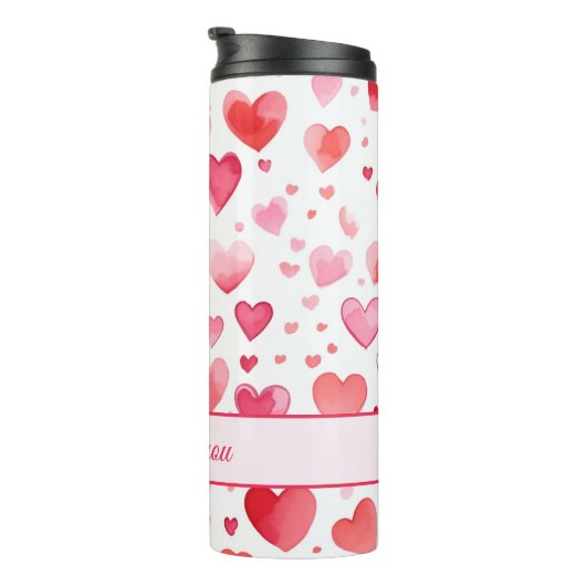 Levendige harten | Kleurrijk | Aangepaste tekst Thermosbeker (Geroteerd rechts)