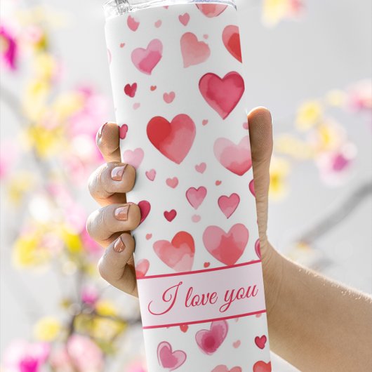 Levendige harten | Kleurrijk | Aangepaste tekst Thermosbeker