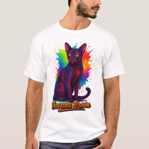 Levendige Havana Brown Cat Pop Art – Kleurrijke Mo T-shirt