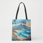Levendige Hawaii Beach Tropical Paradise Schilderi Tote Bag (Voorkant)