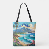 Levendige Hawaii Beach Tropical Paradise Schilderi Tote Bag (Achterkant)