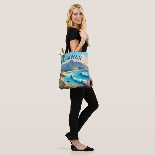 Levendige Hawaii Beach Tropical Paradise Schilderi Tote Bag (Op model)