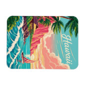 Levendige Hawaiiaanse kustscène met palmbomen Magneet (Horizontaal)