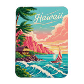 Levendige Hawaiiaanse kustscène met palmbomen Magneet (Verticaal)