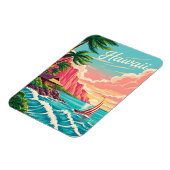 Levendige Hawaiiaanse kustscène met palmbomen Magneet (Linkerzijde)